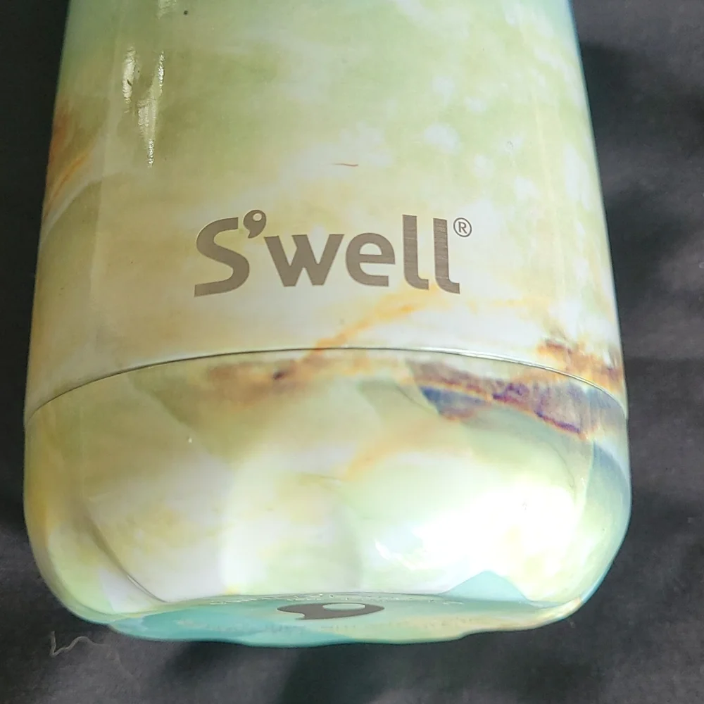 S'well green and yellow marbled hot and cold stainless steel water bottl… - Picture 2 of 15